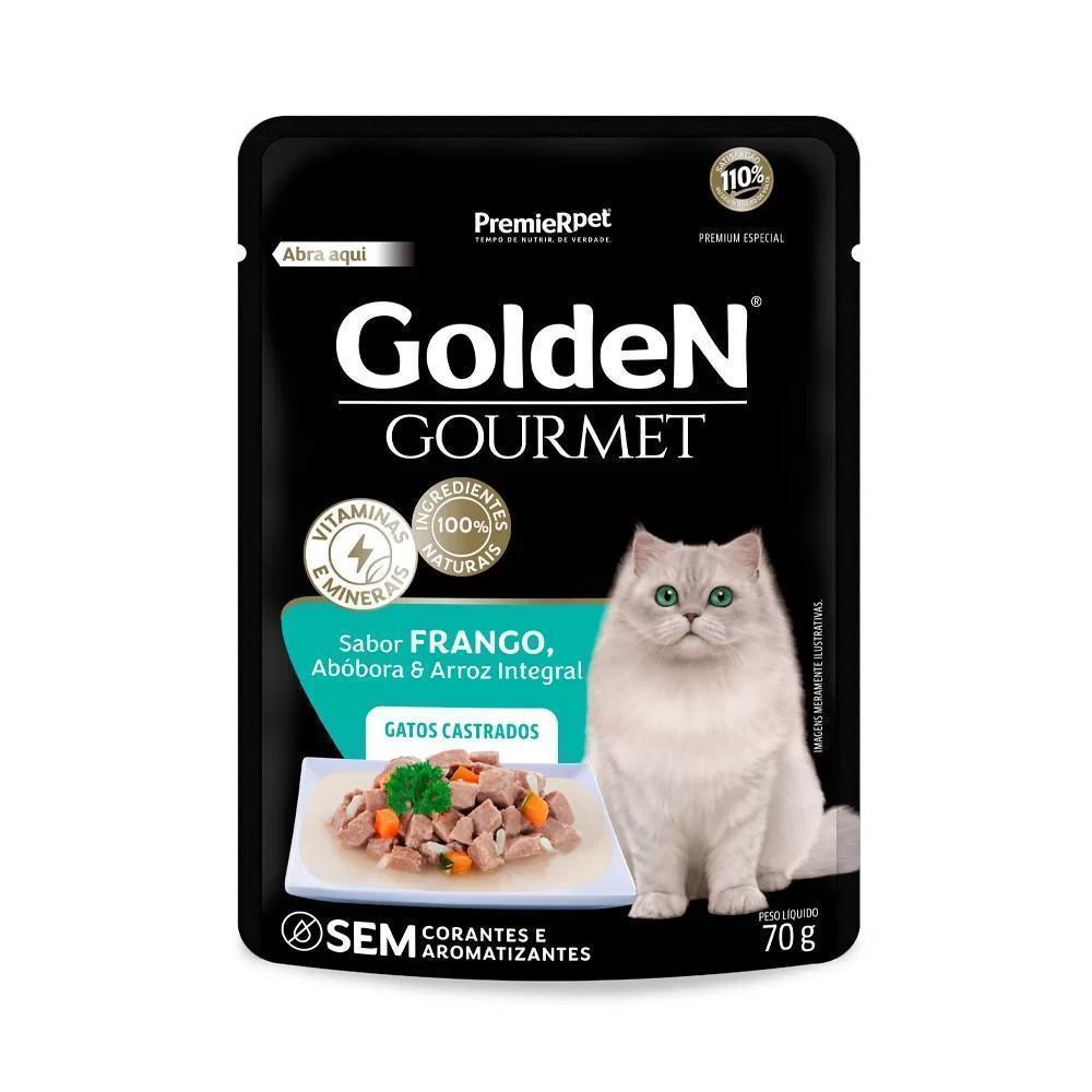 GoldeN Gourmet Gatos Adultos Castrados Frango, Abóbora e Arroz Integral 70g