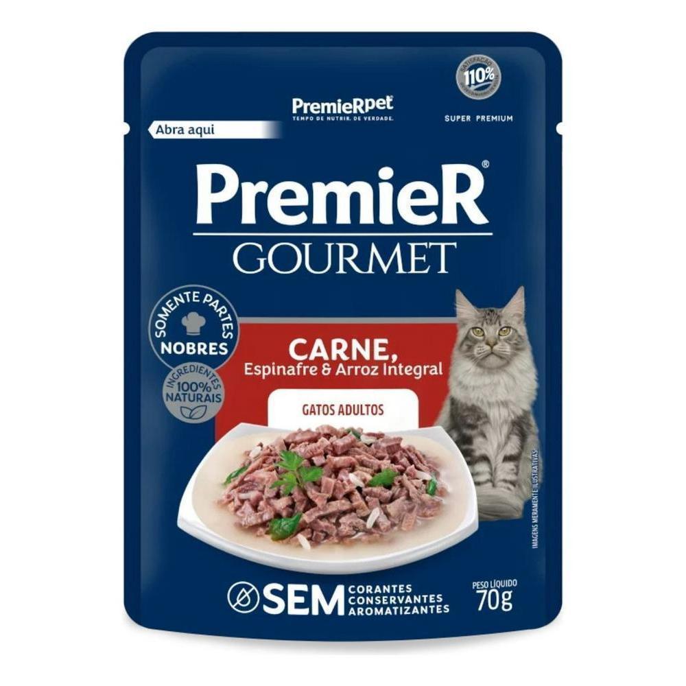 PremieR Gourmet Gatos Adultos Carne, Espinafre e Arroz Integral 70 g