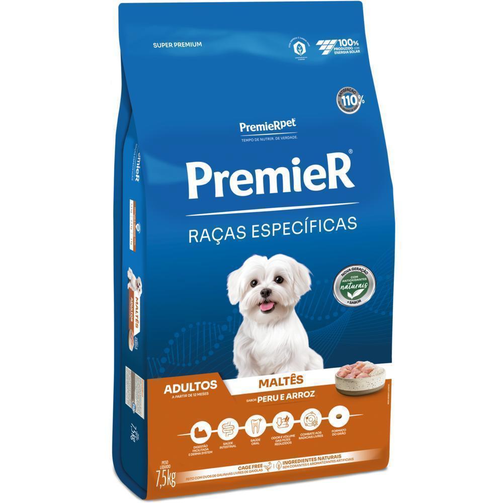 PremieR Raças Específicas Cães Adultos Maltês Peru e Arroz 7,5 kg