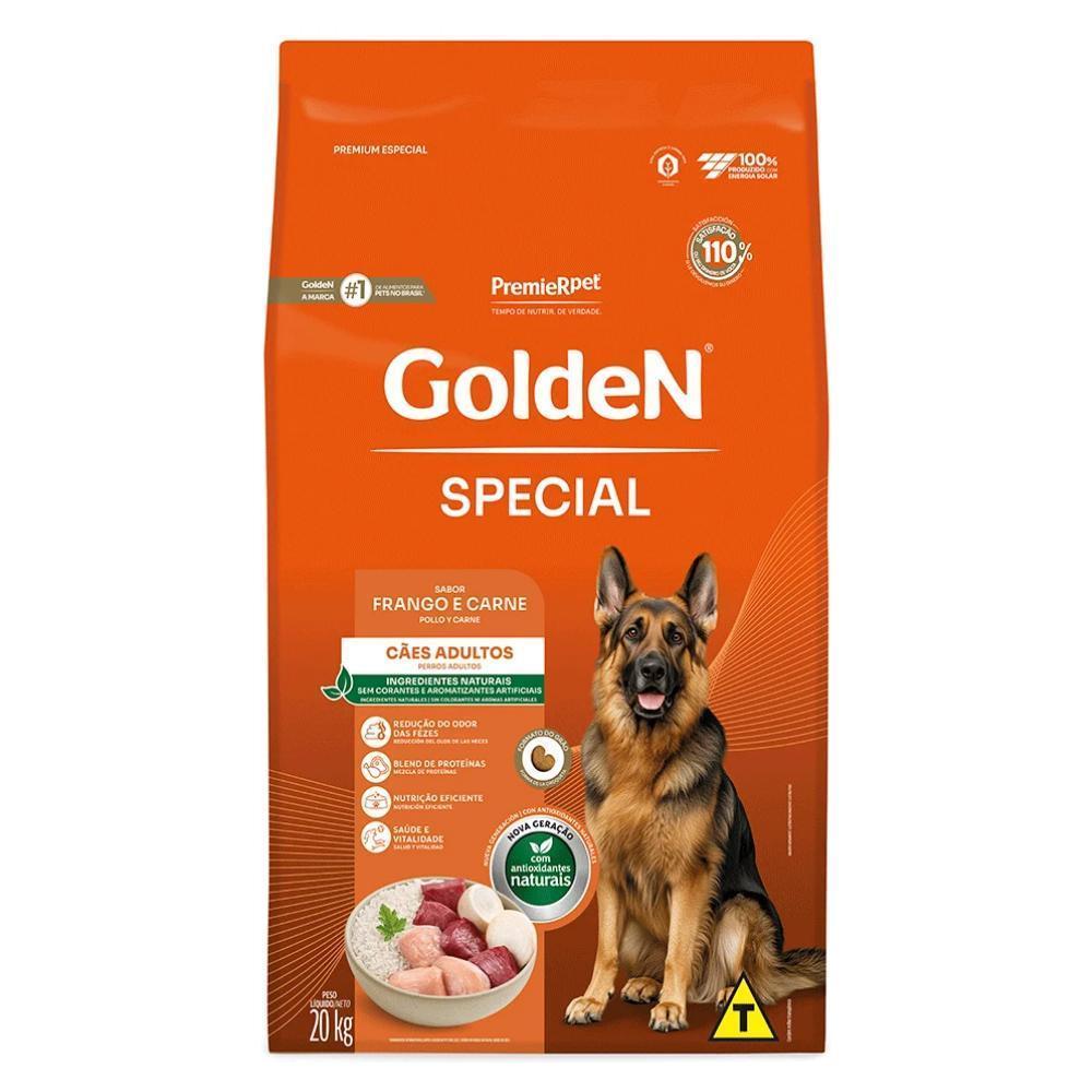Ração pra Cães Adultos Golden Special sabor Frango e Carne 20kg