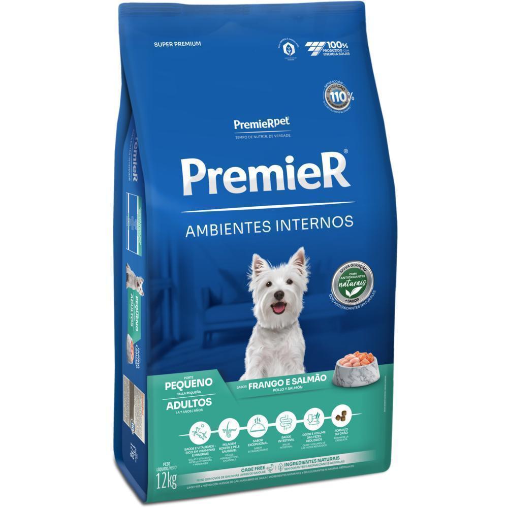 PremieR Ambientes Internos Cães Adultos Porte Pequeno Frango e Salmão 12 kg