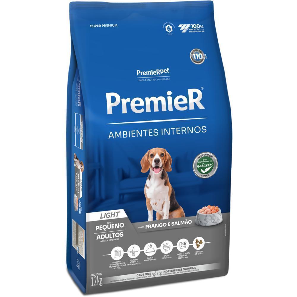 PremieR Ambientes Internos Cães Adultos Porte Pequeno Frango e Salmão Light 12 kg