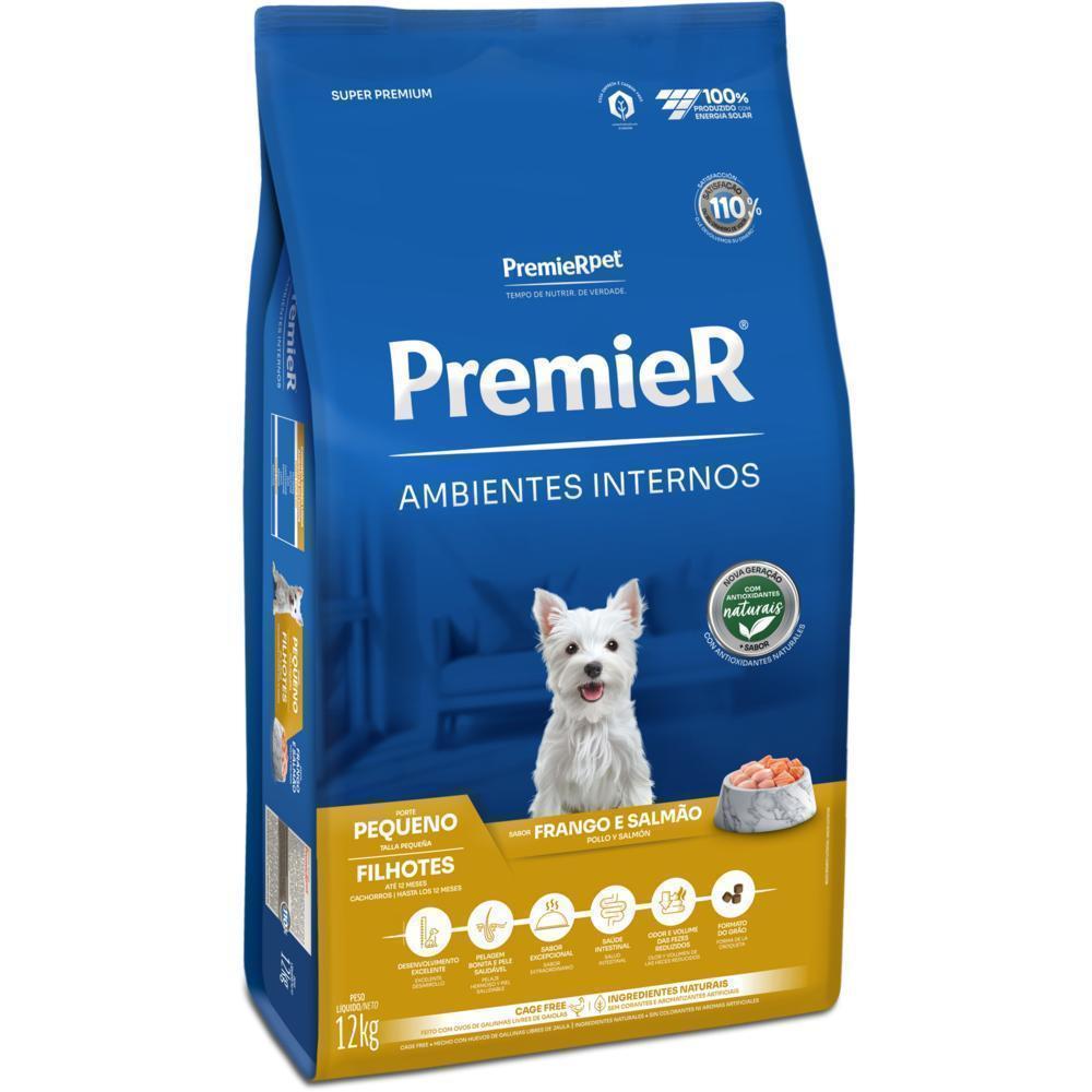 PremieR Ambientes Internos Cães Filhotes Porte Pequeno Frango e Salmão 12 kg