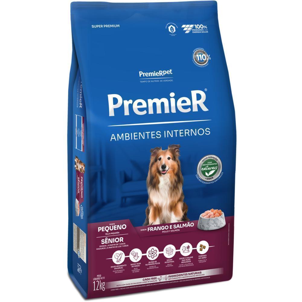 PremieR Ambientes Internos Cães Sênior Porte Pequeno Frango e Salmão 12 kg