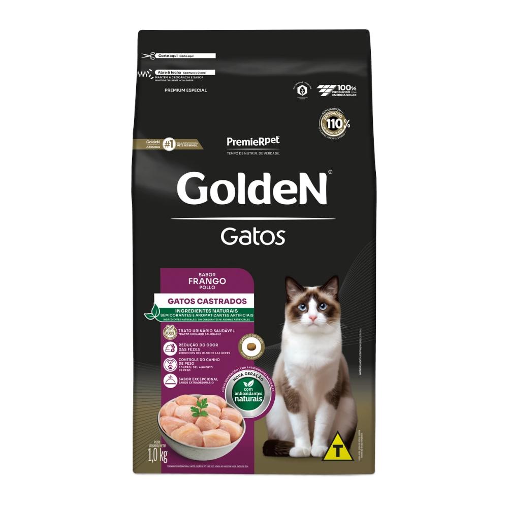 Ração pra Gatos Adultos Castrados Golden Frango 1kg
