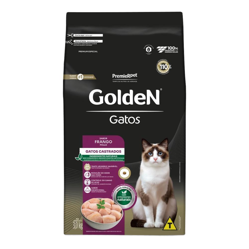 Ração para Gatos Adultos Castrados Frango Golden Fórmula 3kg