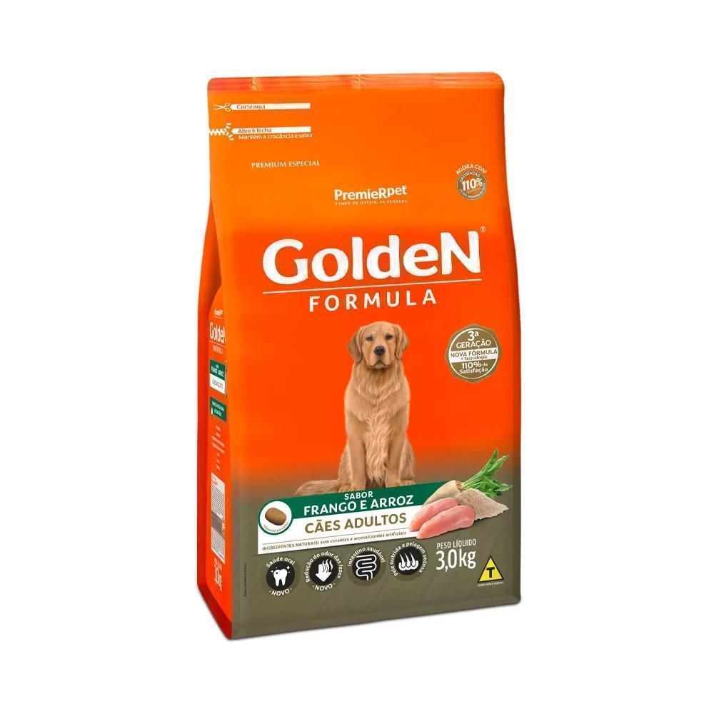 GoldeN Formula Cães Adultos Porte Grande Frango e Arroz 3 kg