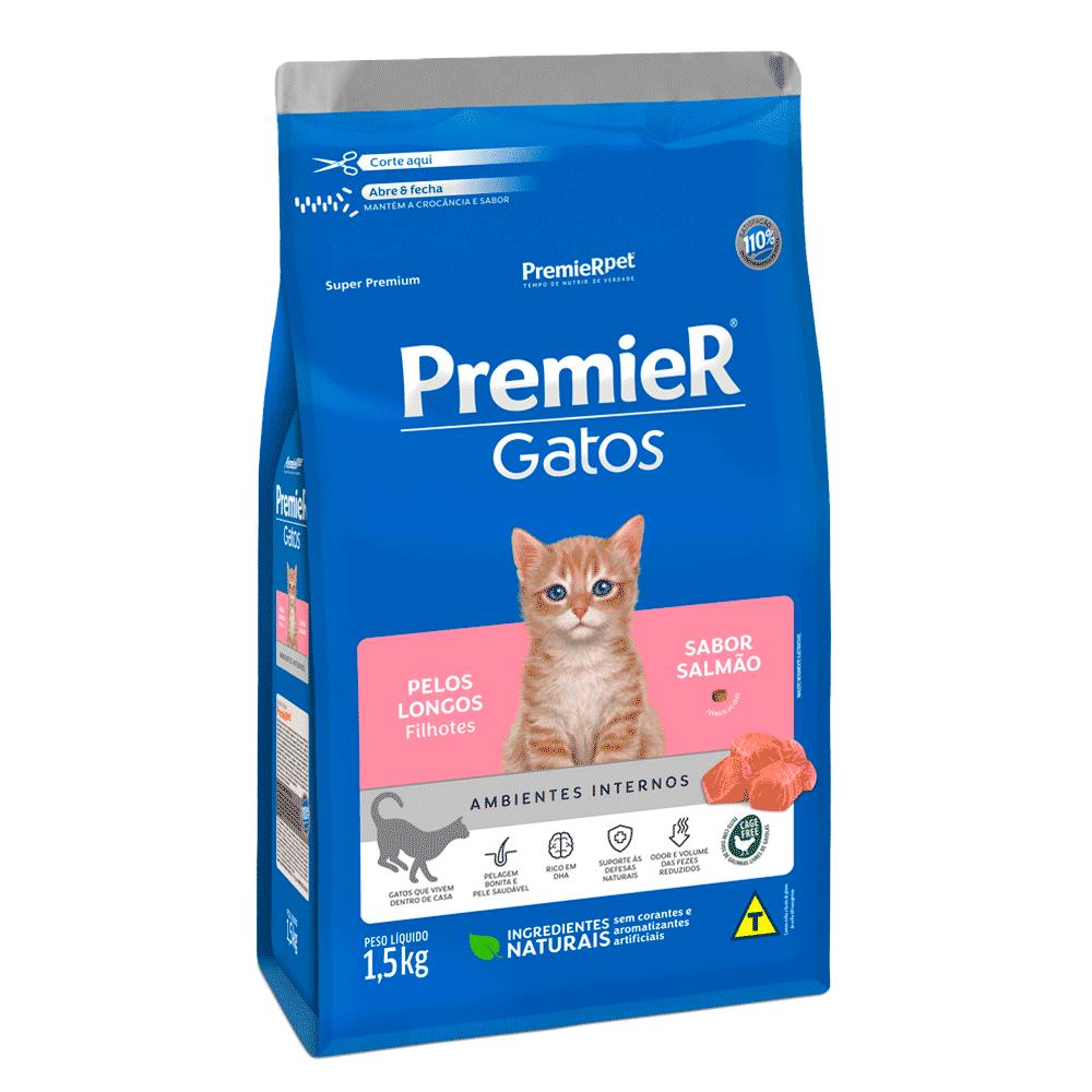 PremieR Gatos Filhotes Pelos Longos Salmão 0,5 kg
