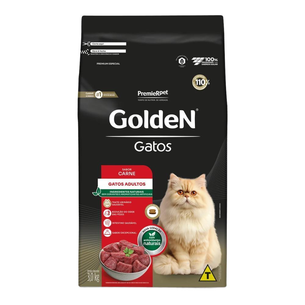 Ração pra Gatos Adultos Golden sabor Carne 3kg
