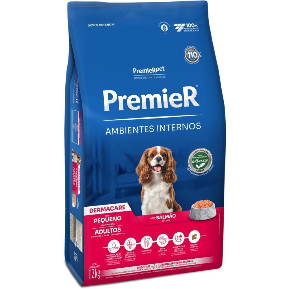 PremieR Ambientes Internos Cães Adultos Porte Pequeno Salmão Dermacare 12 kg