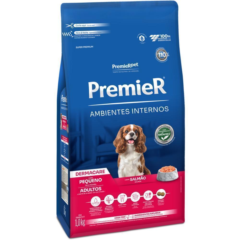 PremieR Ambientes Internos Cães Adultos Porte Pequeno Salmão Dermacare 1 kg