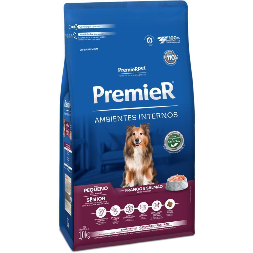 PremieR Ambientes Internos Cães Sênior Porte Pequeno Frango e Salmão 1 kg