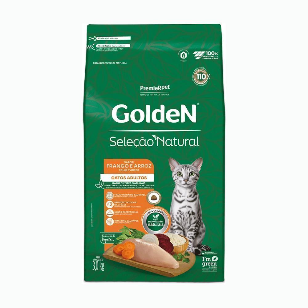 GoldeN Seleção Natural Gatos Adultos Frango e Arroz 3 kg