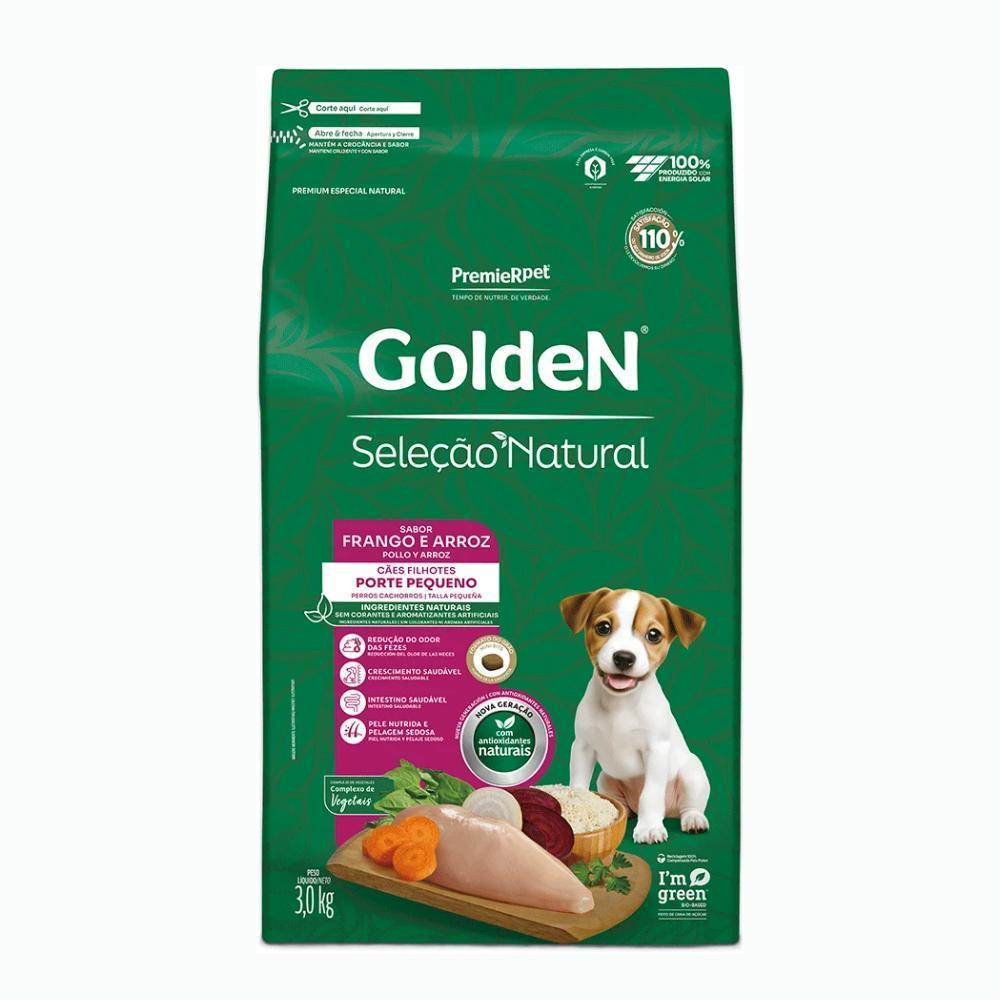 GoldeN Seleção Natural Cães Filhotes Porte Pequeno Frango e Arroz 3 kg
