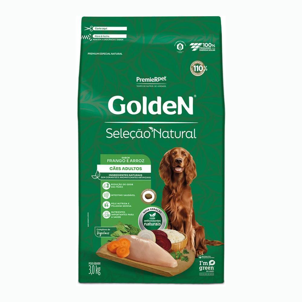 GoldeN Seleção Natural Cães Adultos Frango e Arroz 3 kg