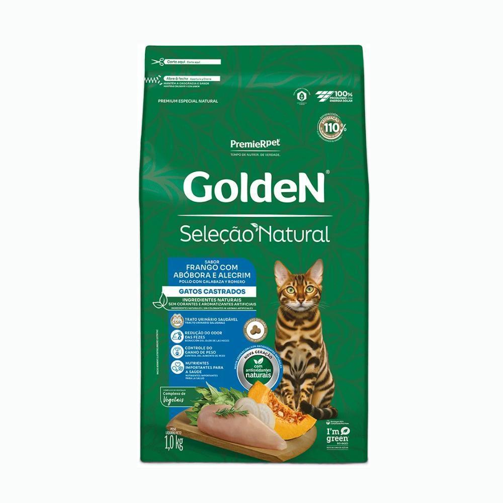 GoldeN Seleção Natural Gatos Castrados Frango, Abóbora e Alecrim 1 kg