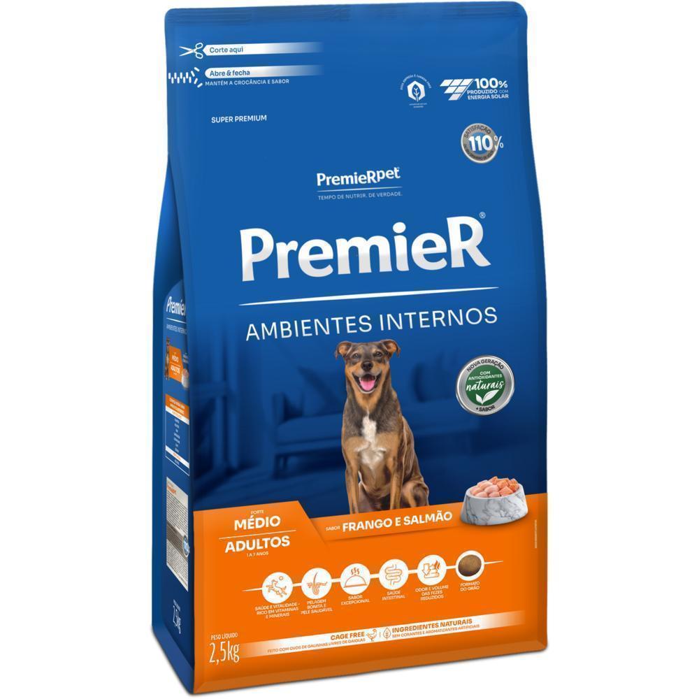 PremieR Ambientes Internos Cães Adultos Porte Médio Frango e Salmão 2,5 kg
