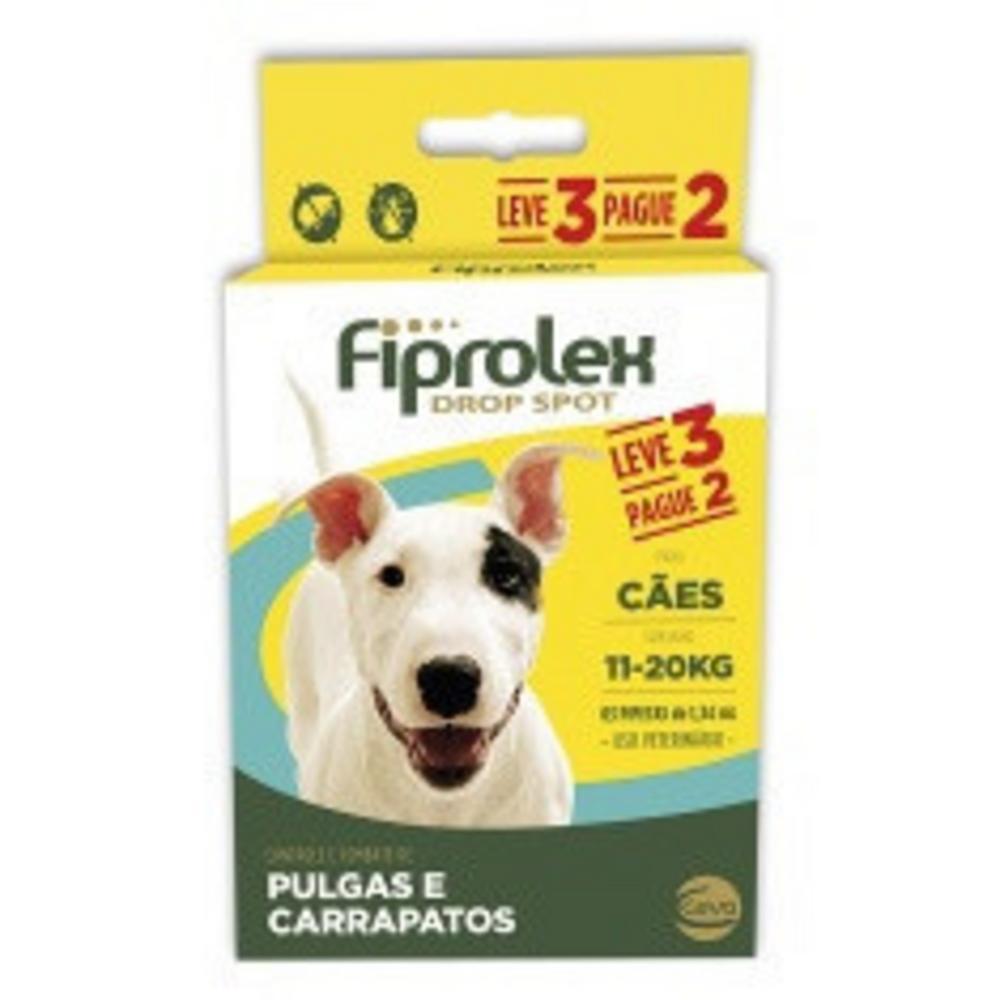 Combo Antipulgas e Carrapatos Fiprolex Drop Spot Ceva para Cães de 11 até 20kg Leve 3 Pague 2