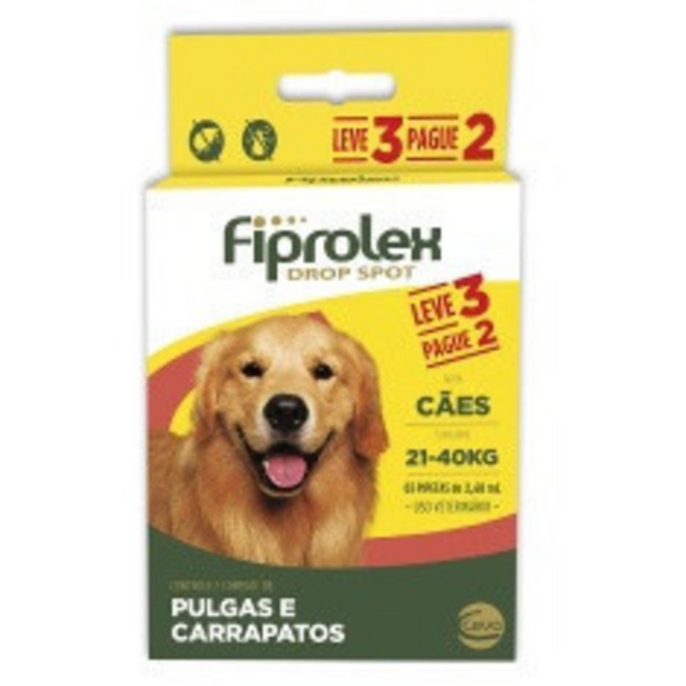 Combo Antipulgas e Carrapatos Fiprolex Drop Spot Ceva para Cães de 21 até 40kg Leve 3 Pague 2