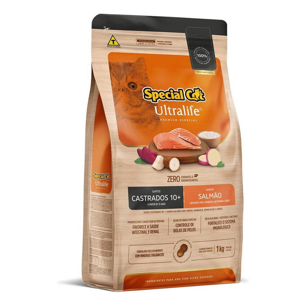Special Cat Ultralife Salmão e Arroz para Gatos Castrados 10+