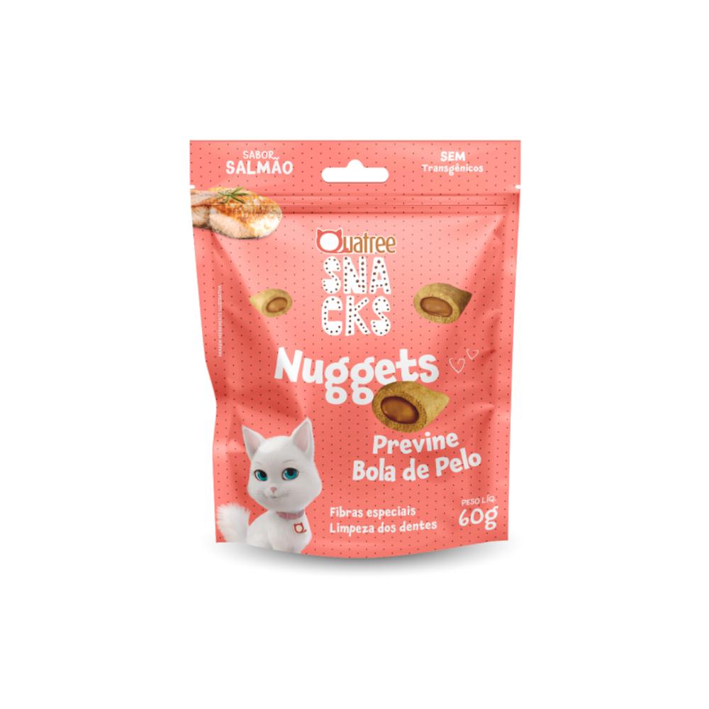 Quatree Snacks Nuggets Gatos Bola De Pelo Salmao 60G