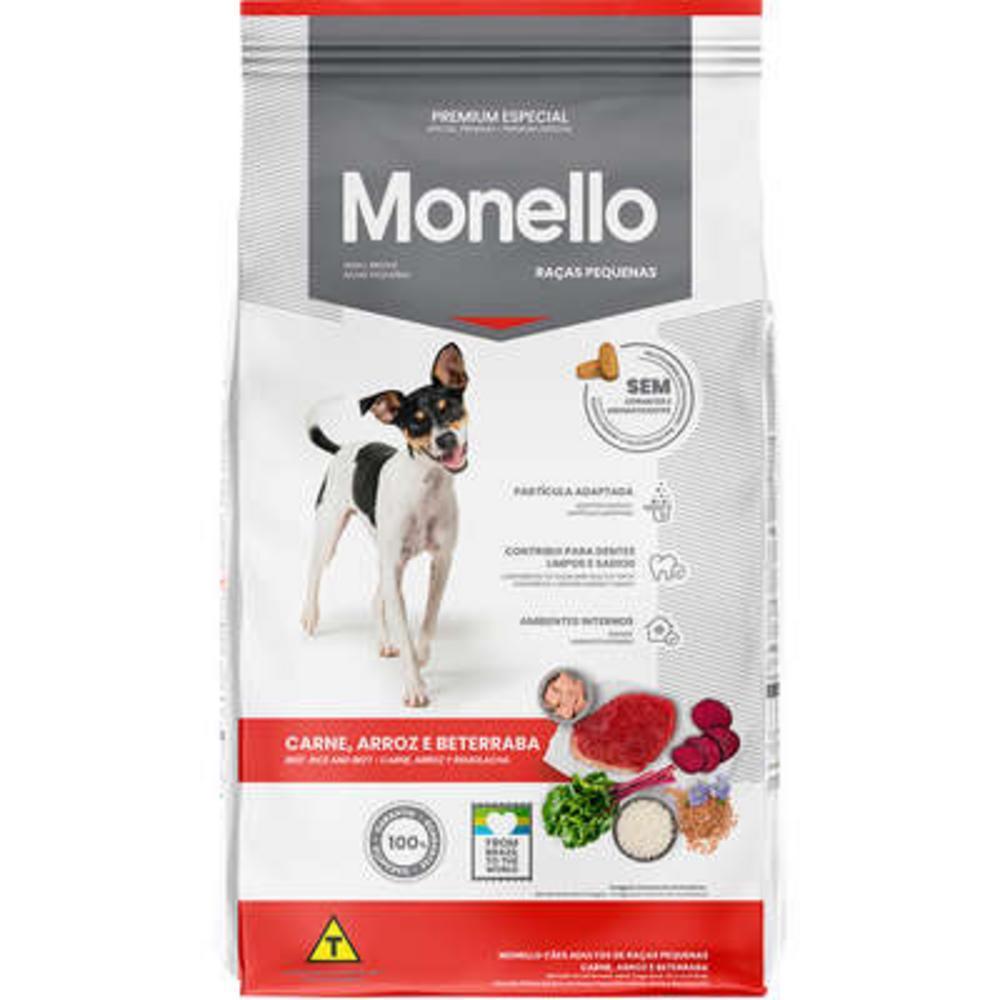Ração Seca Monello Carne, Arroz e Beterraba para Cães Adultos Raças Pequenas - 10,1Kg
