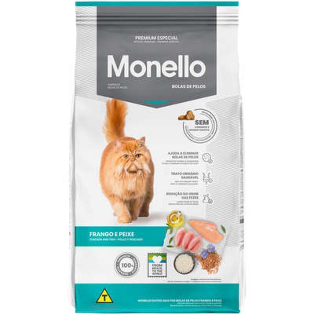Ração Seca Monello Frango e Peixe Bolas de Pelos para Gatos Adultos - 1Kg