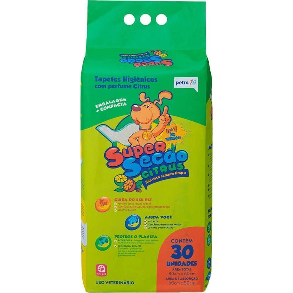 Tapete Higiênico para Cães Supersecão Citrus 80X60cm Petix 30Un