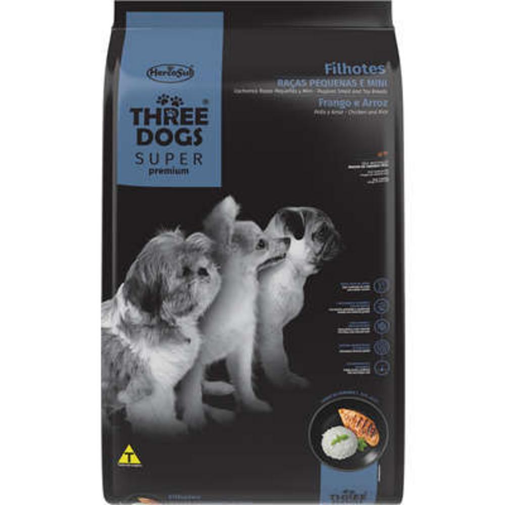 Ração Seca Three Dogs Super Premium Frango e Arroz para Cães Filhotes Raças Pequenas e Mini - 10,1Kg