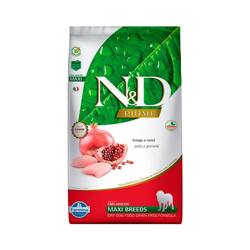 Ração N&D para Cães Adultos de Raças Grandes Sabor Frango e Romã 10kg