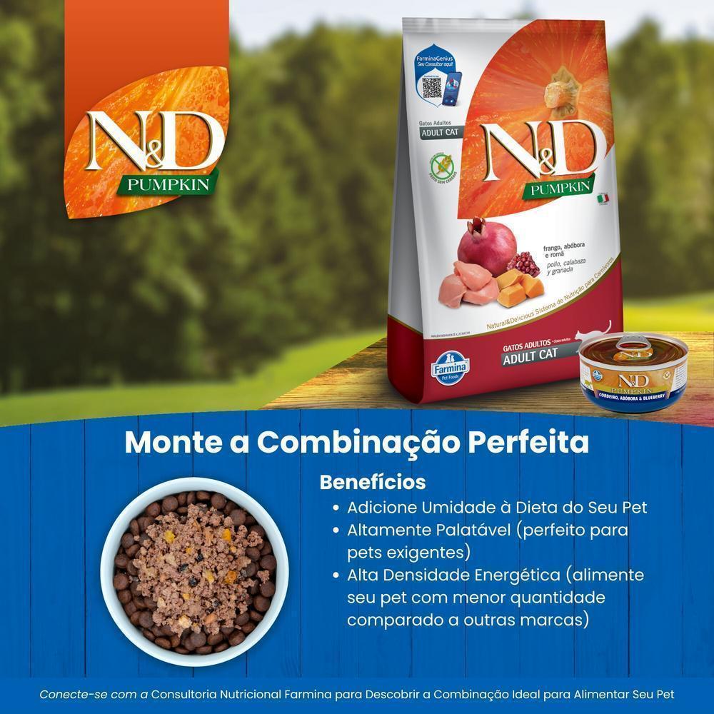 N&D Pumpkin para Gatos Adultos de Todas as Raças Sabor Frango, Abóbora e Romã 400g