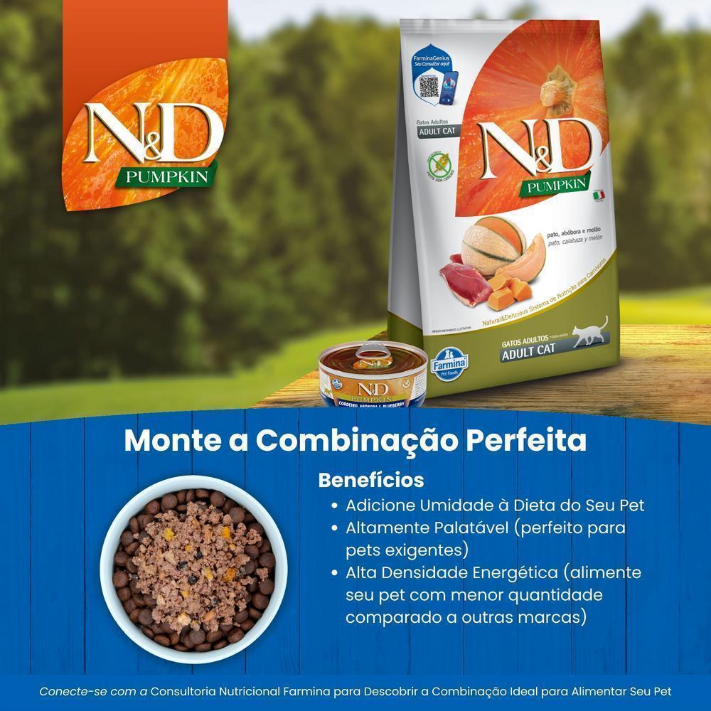 N&D Pumpkin para Gatos Adultos de Todas as Raças Sabor Pato, Abóbora e Melão 400g