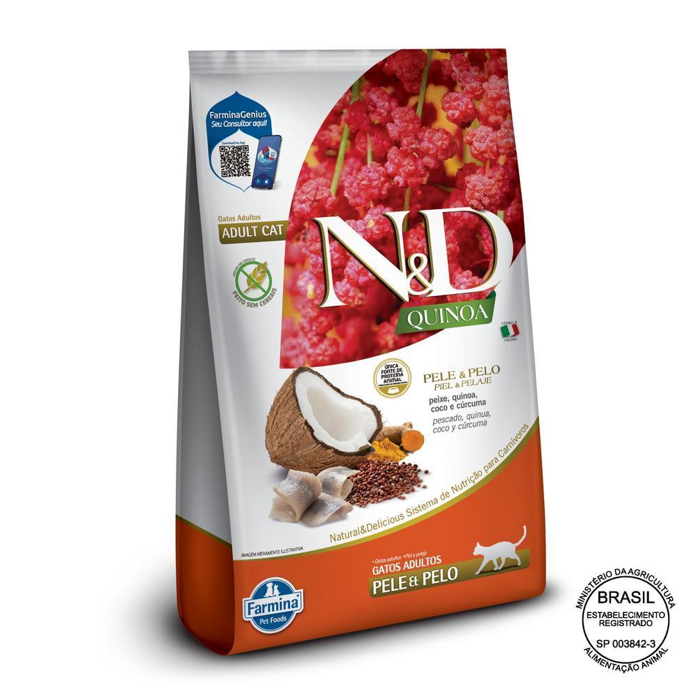 N&D Quinoa Pele e Pelo para Gatos Adultos de Todas as Raças Sabor Peixe 400g