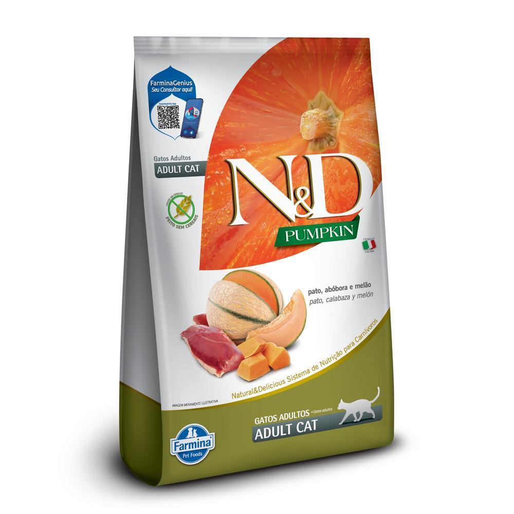 N&D Pumpkin para Gatos Adultos de Todas as Raças Sabor Pato, Abóbora e Melão 1,5Kg