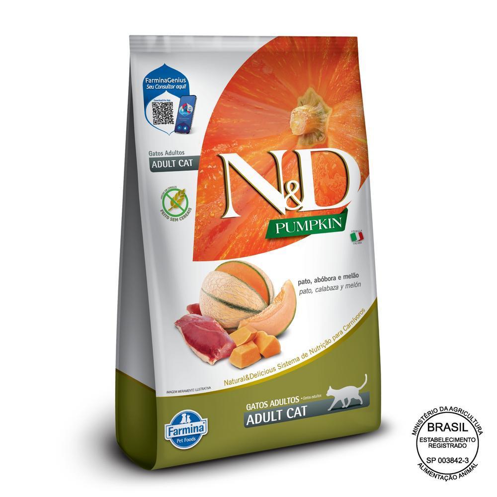 N&D Pumpkin para Gatos Adultos de Todas as Raças Sabor Pato, Abóbora e Melão 1,5Kg