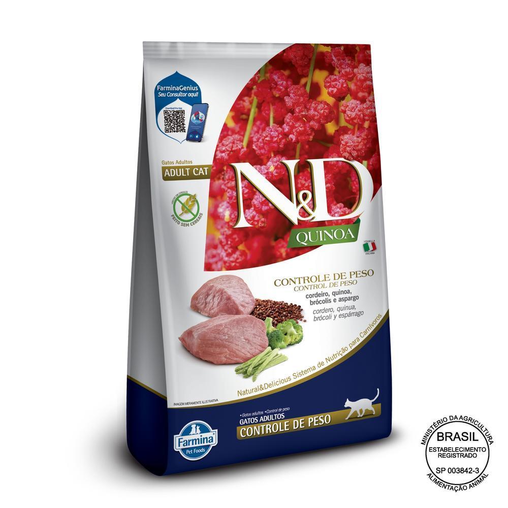 N&D Quinoa Controle de Peso para Gatos Adultos de Todas as Raças Sabor Cordeiro 1,5Kg