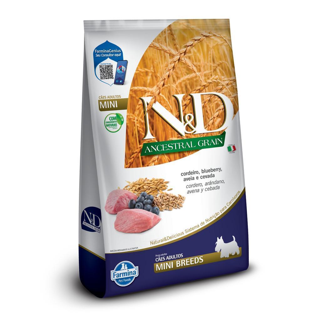 N&D Ancestral para Cães Adultos de Raças Mini e Pequenas Sabor Cordeiro, Blueberry, Aveia e Cevada 10,1Kg