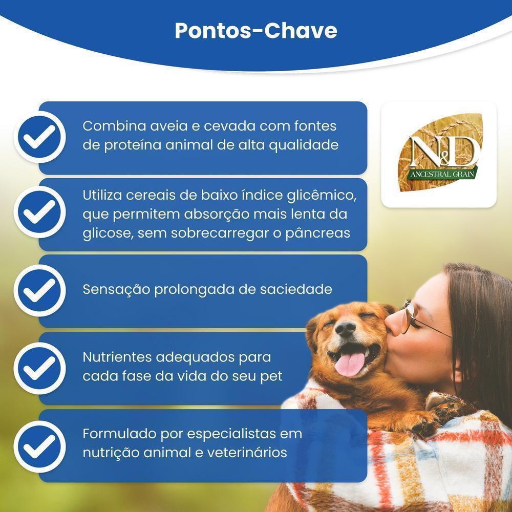 N&D Ancestral para Cães Adultos de Raças Mini e Pequenas Sabor Frango, Romã, Aveia e Cevada 800g