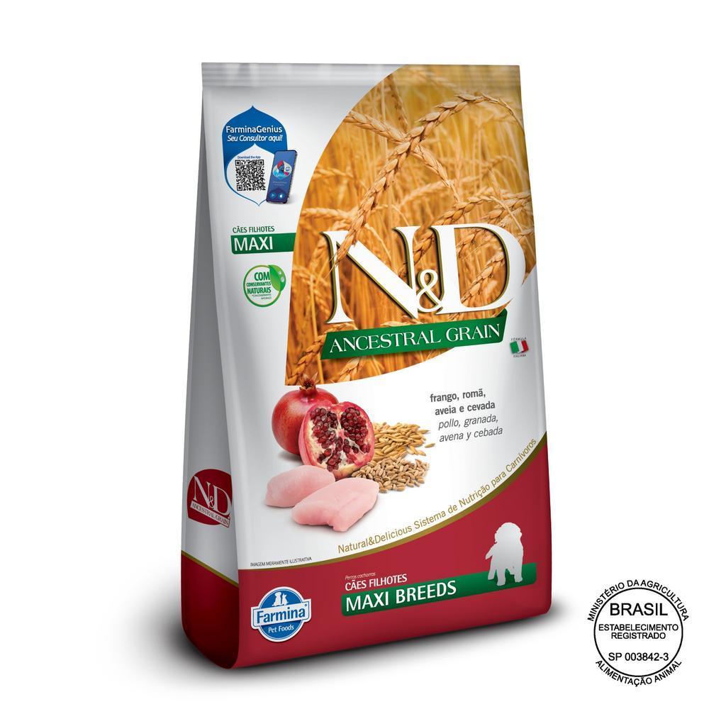 N&D Ancestral para Cães Filhotes de Raças Grandes e Gigantes Sabor Frango, Romã, Aveia e Cevada 10,1Kg
