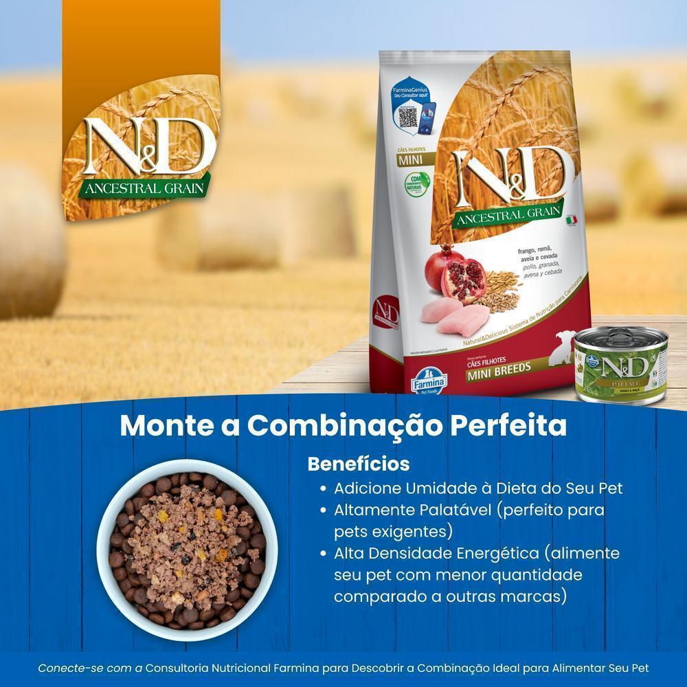 N&D Ancestral para Cães Filhotes de Raças Mini e Pequenas Sabor Frango, Romã, Aveia e Cevada 2,5Kg