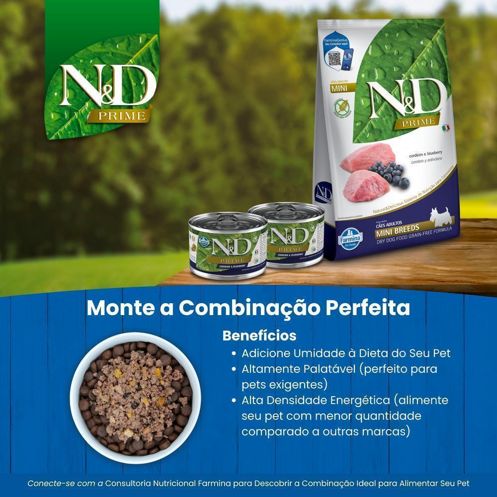 N&D Prime para Cães Adultos de Raças Mini e Pequenas Sabor Cordeiro e Blueberry 10,1Kg