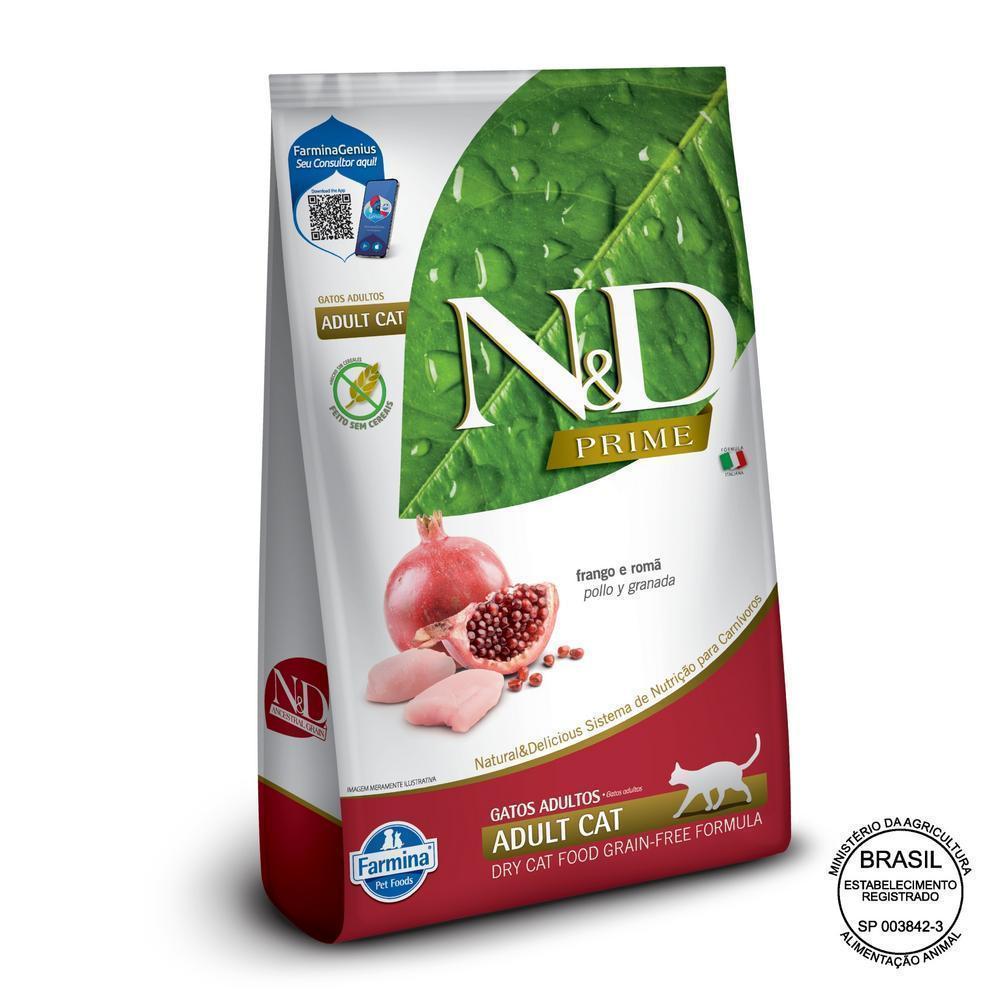 N&D Prime para Gatos Adultos de Todas as Raças Sabor Frango e Romã 1,5Kg