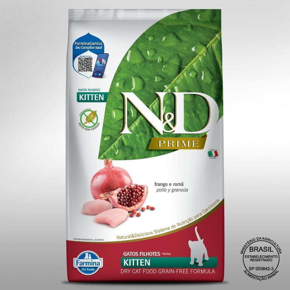 N&D Prime para Gatos Filhotes de Todas as Raças Sabor Frango e Romã 1,5Kg