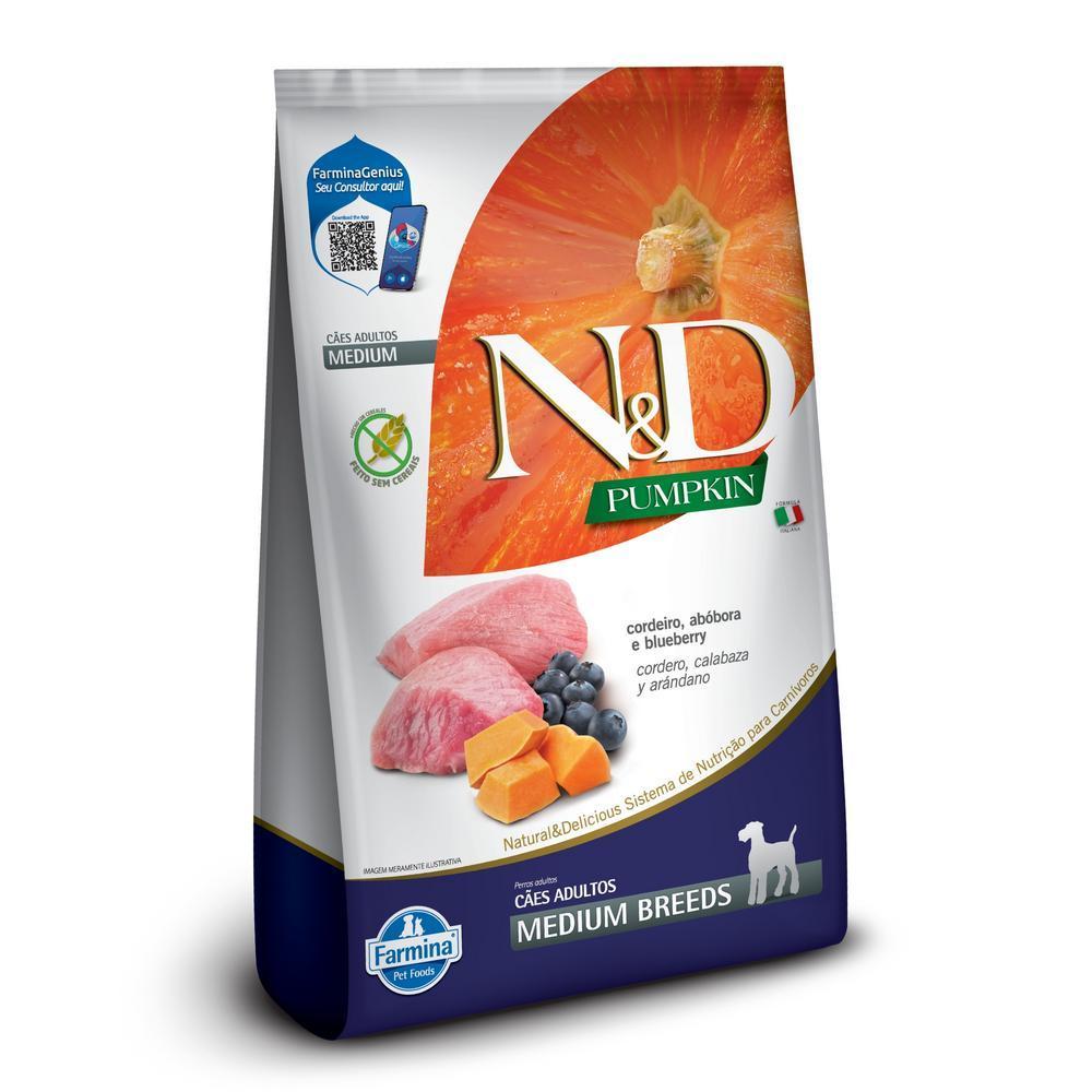 N&D Pumpkin para Cães Adultos de Raças Médias Sabor Cordeiro, Abóbora e Blueberry 10,1Kg