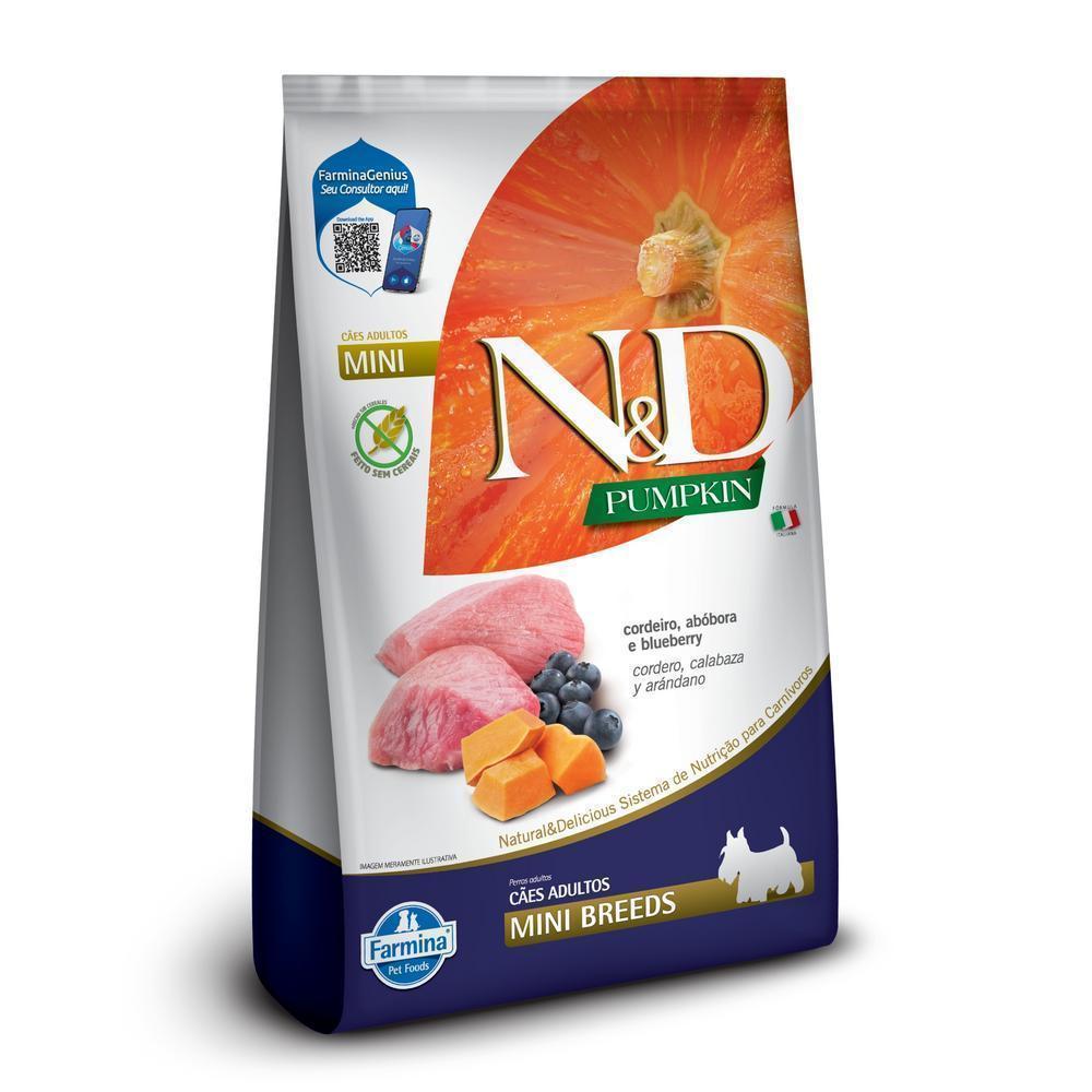N&D Pumpkin para Cães Adultos de Raças Mini e Pequenas Sabor Cordeiro, Abóbora e Blueberry 800g
