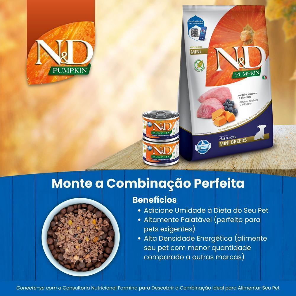 N&D Pumpkin para Cães Filhotes de Raças Mini e Pequenas Sabor Cordeiro, Abóbora e Blueberry 2,5Kg