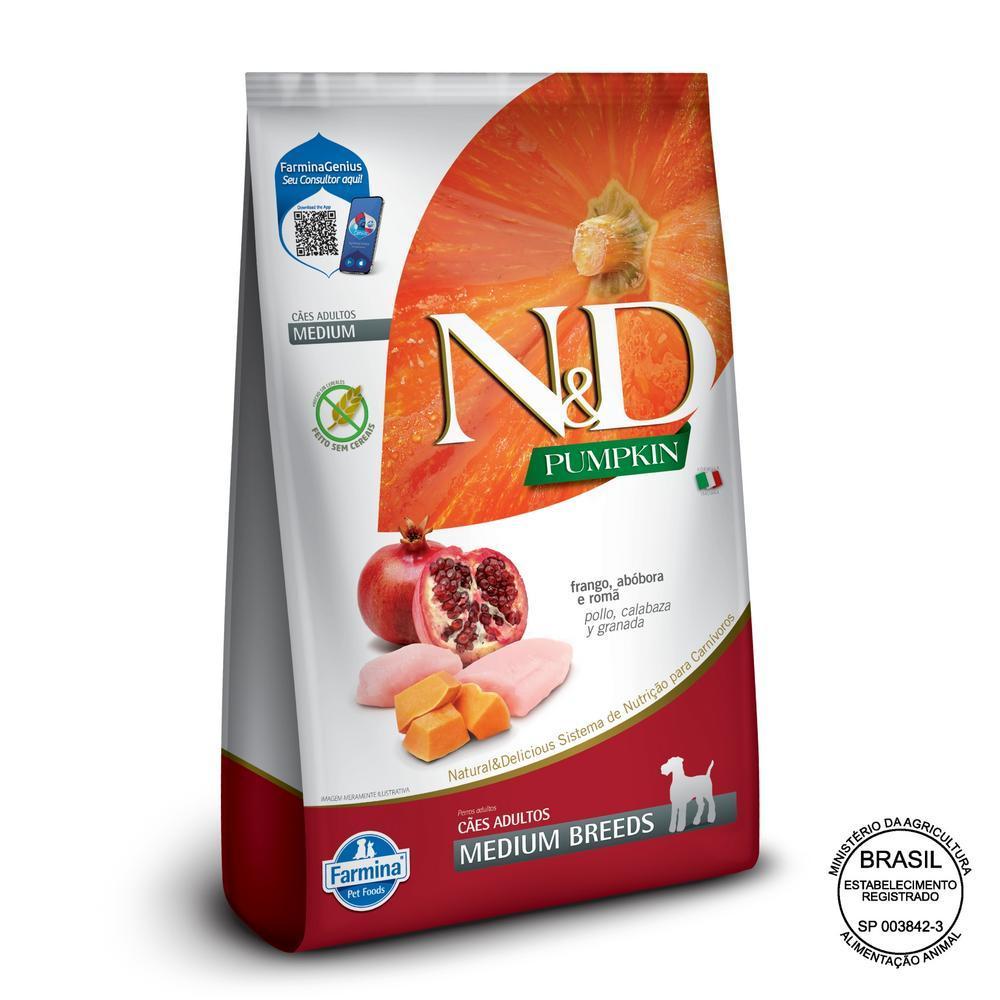 N&D Pumpkin para Cães Adultos de Raças Médias Sabor Frango, Abóbora e Romã 10,1Kg