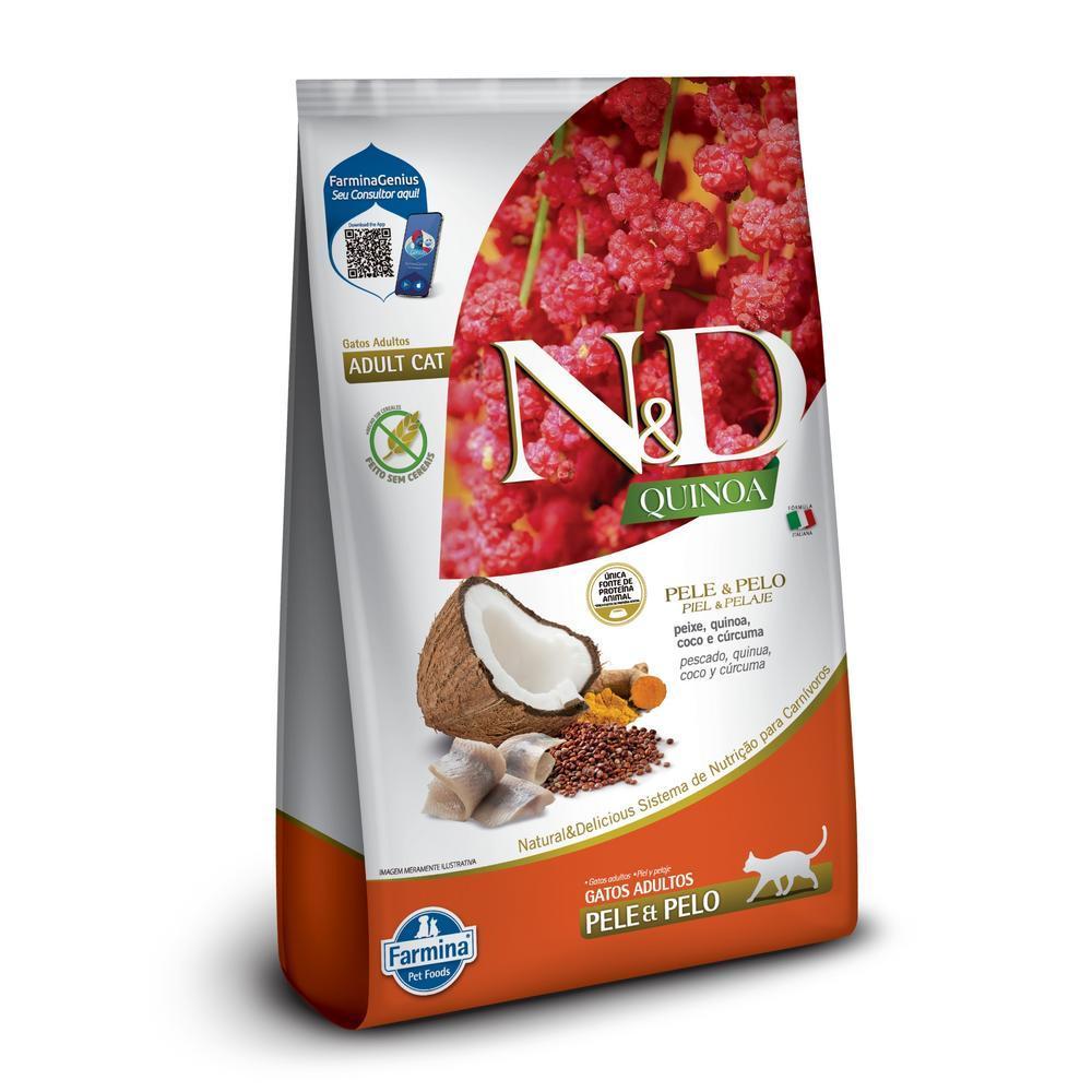 N&D Quinoa Pele e Pelo para Gatos Adultos de Todas as Raças Sabor Peixe 7,5Kg