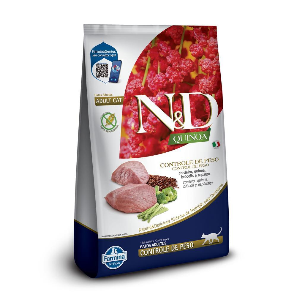 N&D Quinoa Controle de Peso para Gatos Adultos de Todas as Raças Sabor Cordeiro 7,5Kg
