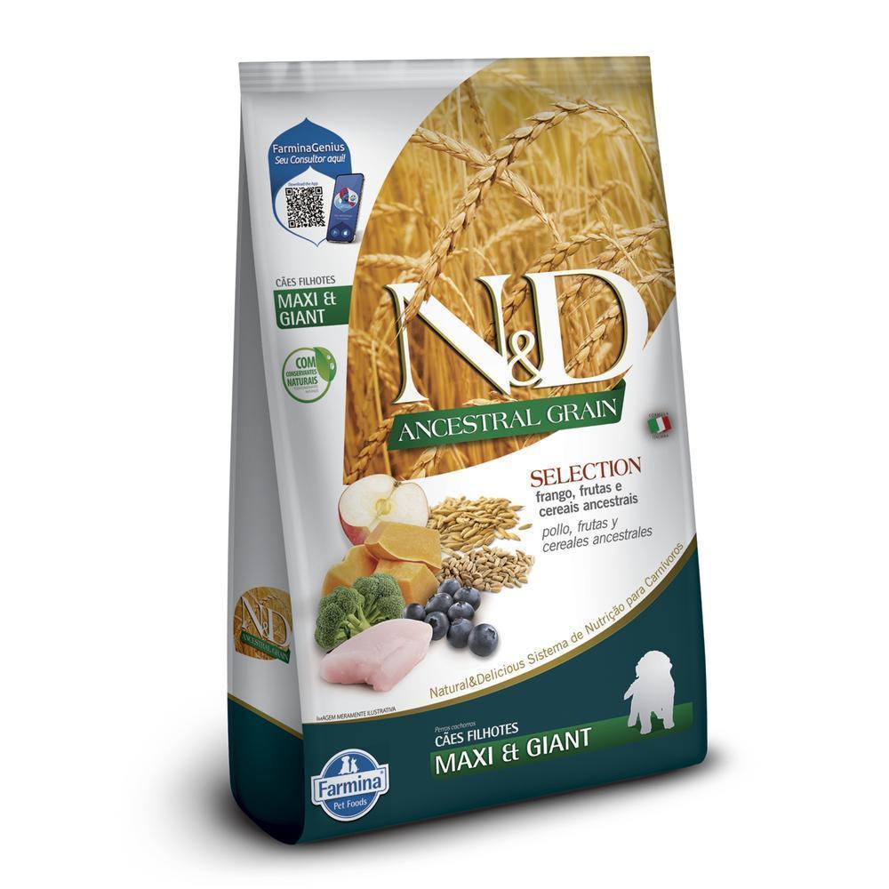 N&D Ancestral Selection para Cães Filhotes de Raças Grandes e Gigantes Sabor Frango, Frutas e Cereais Ancestrais 15Kg